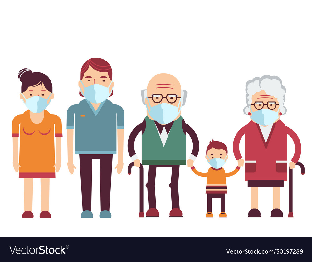 Family Wearing Medical Masks