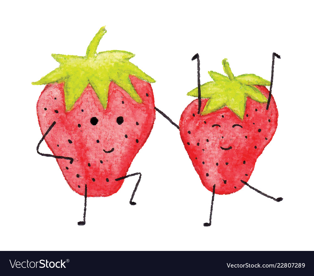 Funny watercolor strawberry character isolated Vector Image