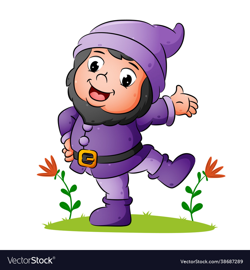 Happy dwarf is dancing and using good