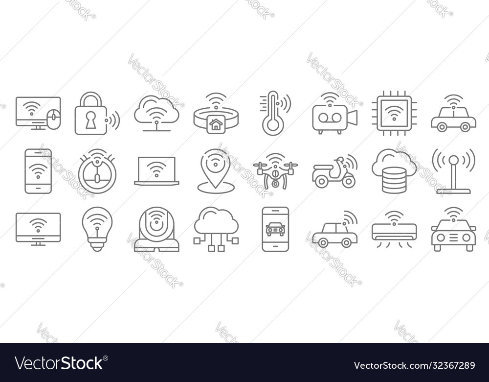 Internet things line icons linear set quality Vector Image Internet things line icons linear set quality