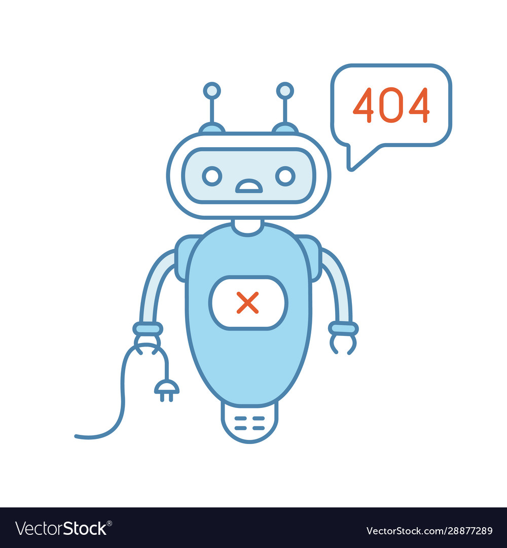 Not found error chatbot color icon vector image Not found error chatbot color icon