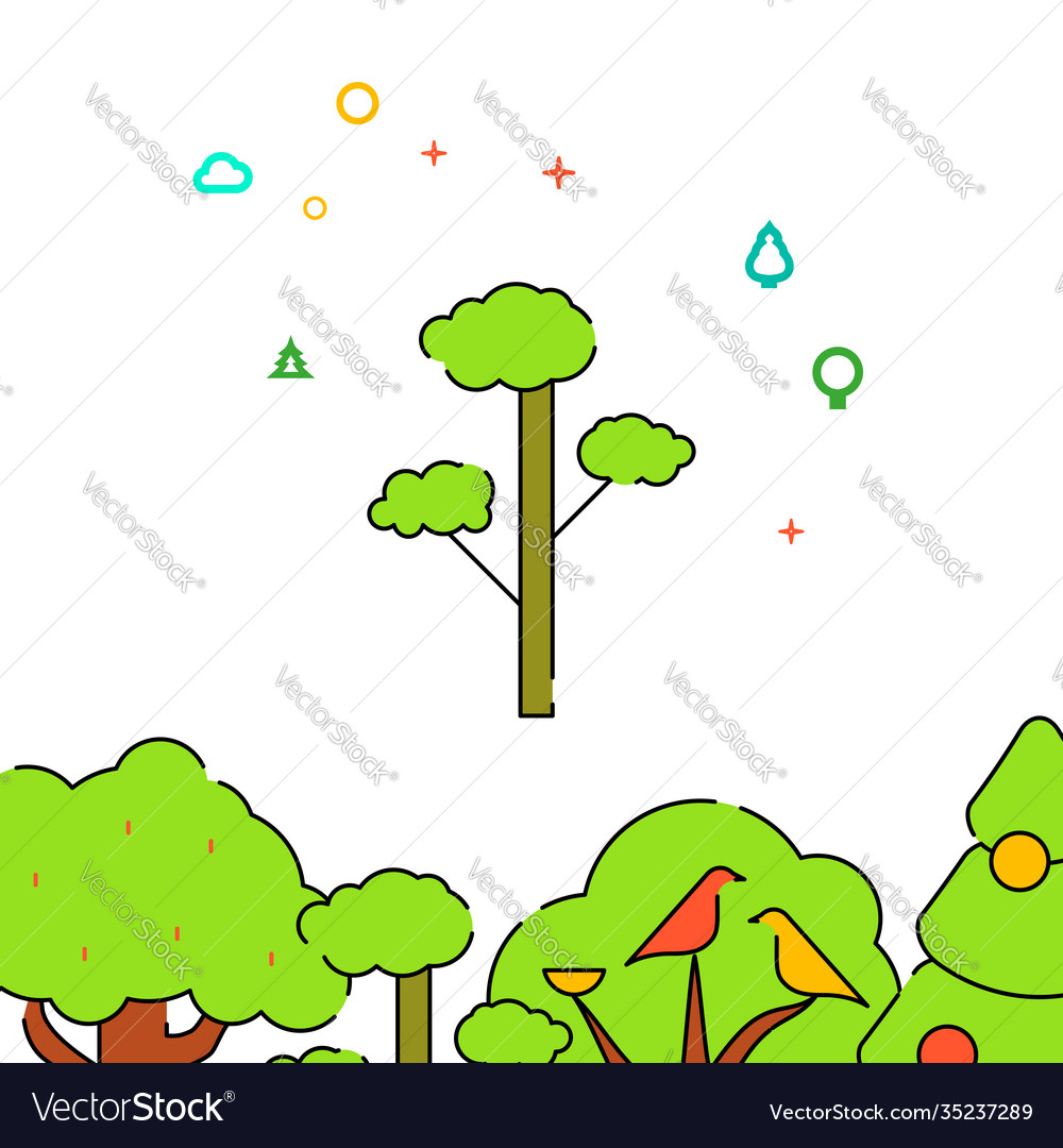 Pine tree filled line icon simple vector image Pine tree filled line icon simple