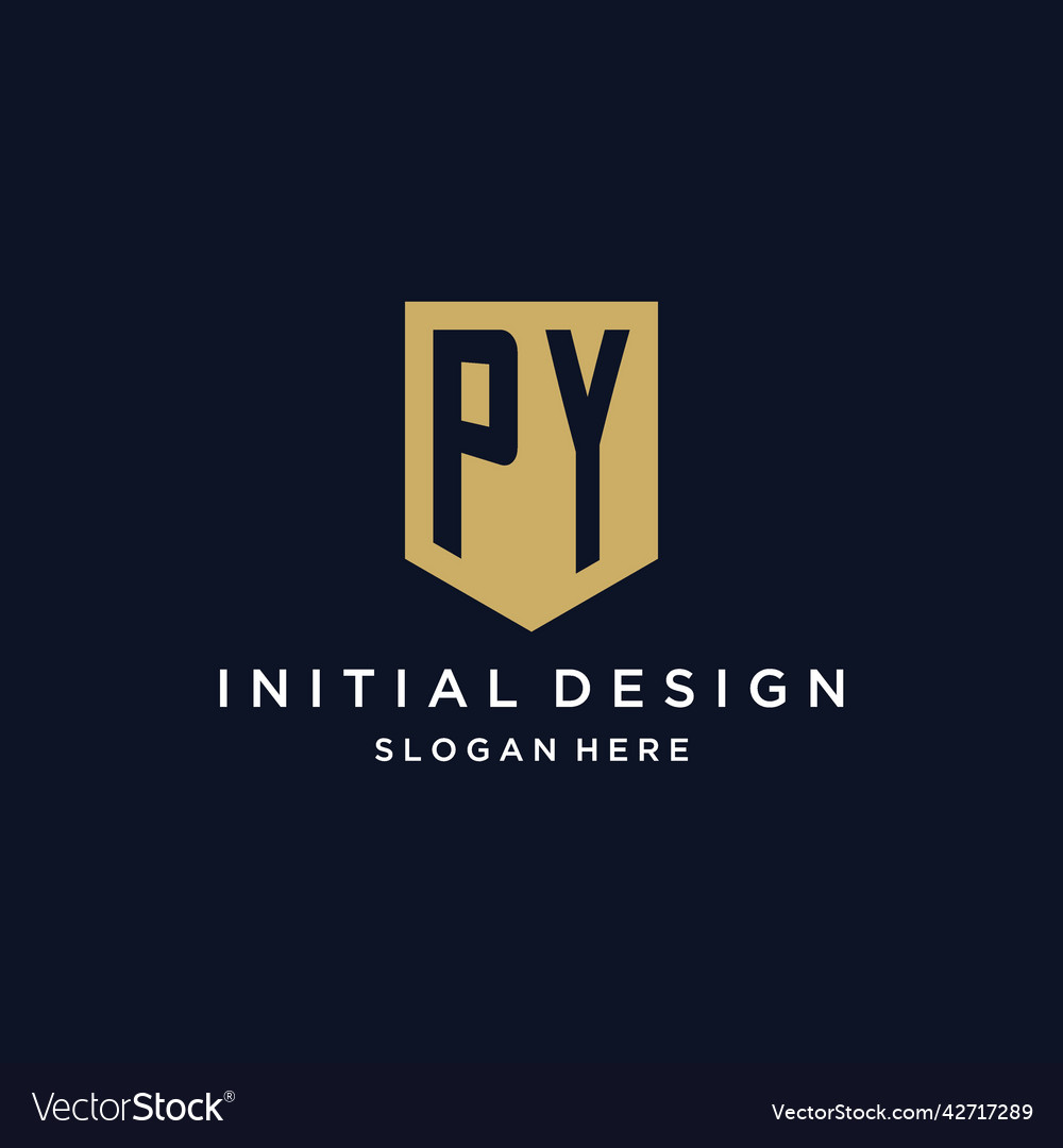 Py monogram initials logo design with shield icon