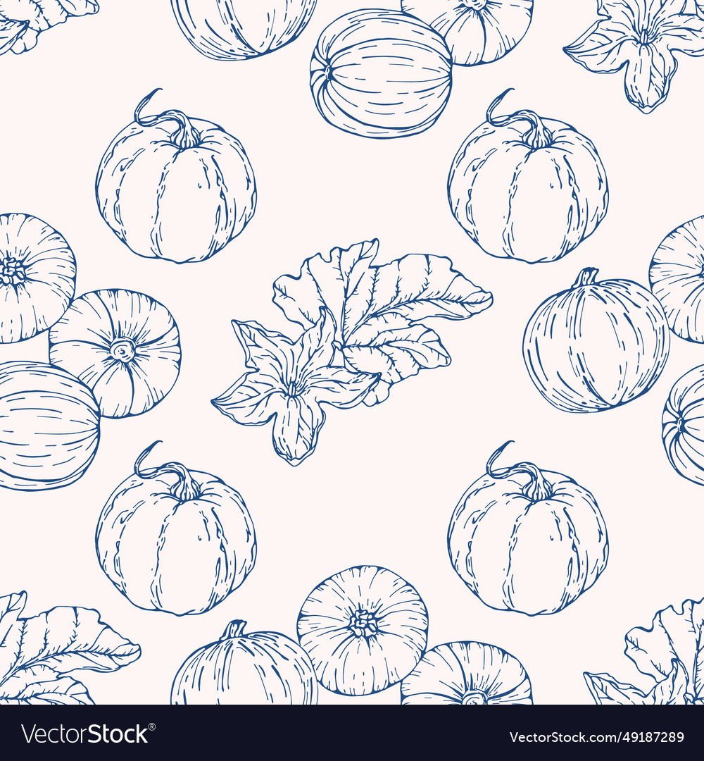 Seamless pattern with pumpkin