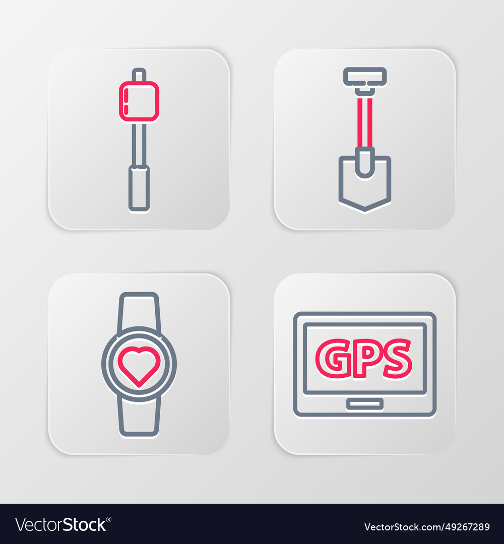Set line gps device with map smart watch showing vector image Set line gps device with map smart watch showing