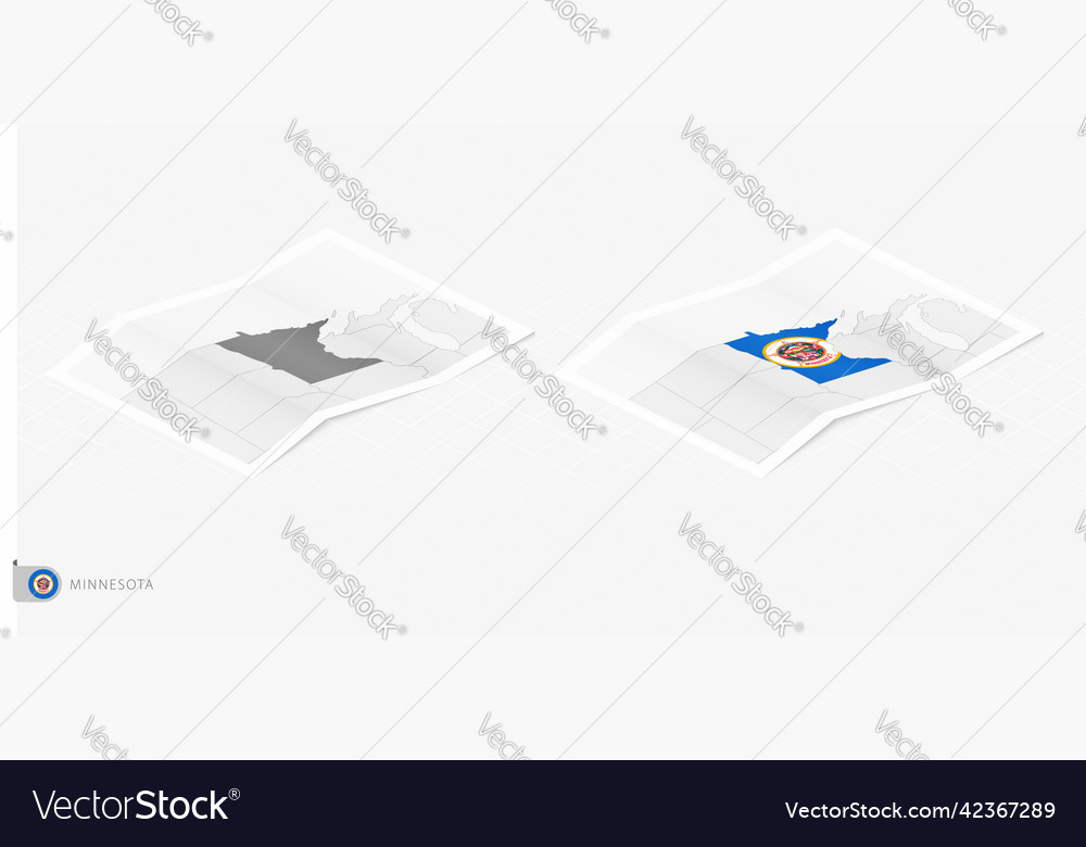 Set of two realistic map minnesota with shadow