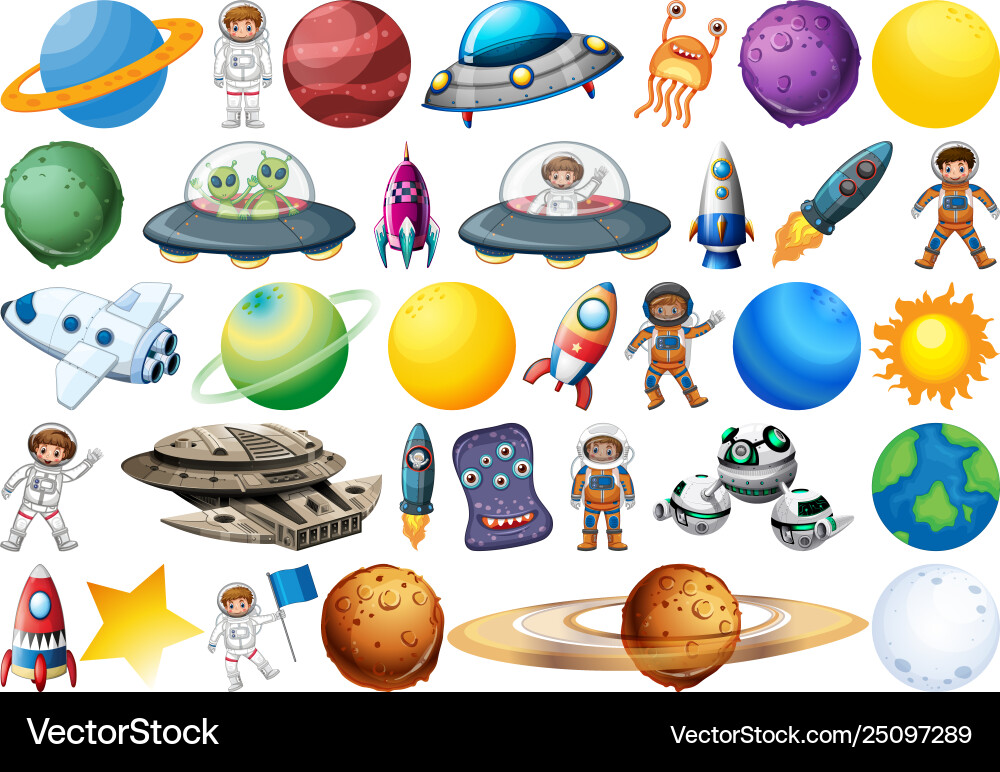 Space Element Vector Set space decor element Royalty Free Vector Image
