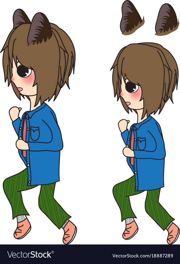 short hair girl with cat ears running royalty free vector