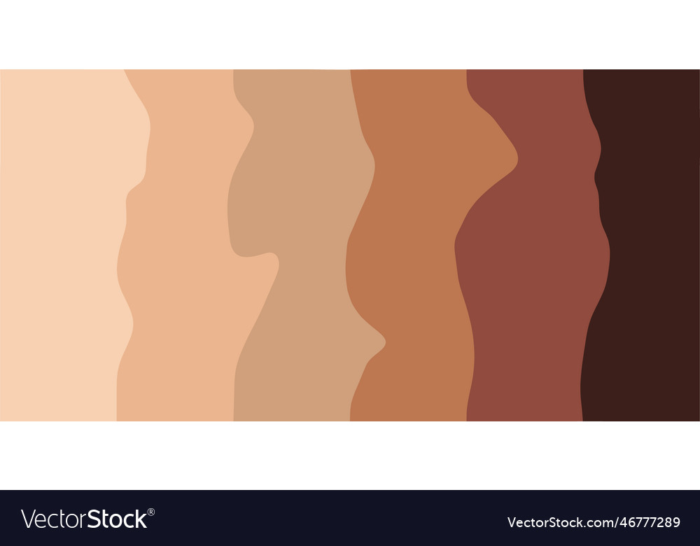 Skin tone color scale chart brown palette Vector Image