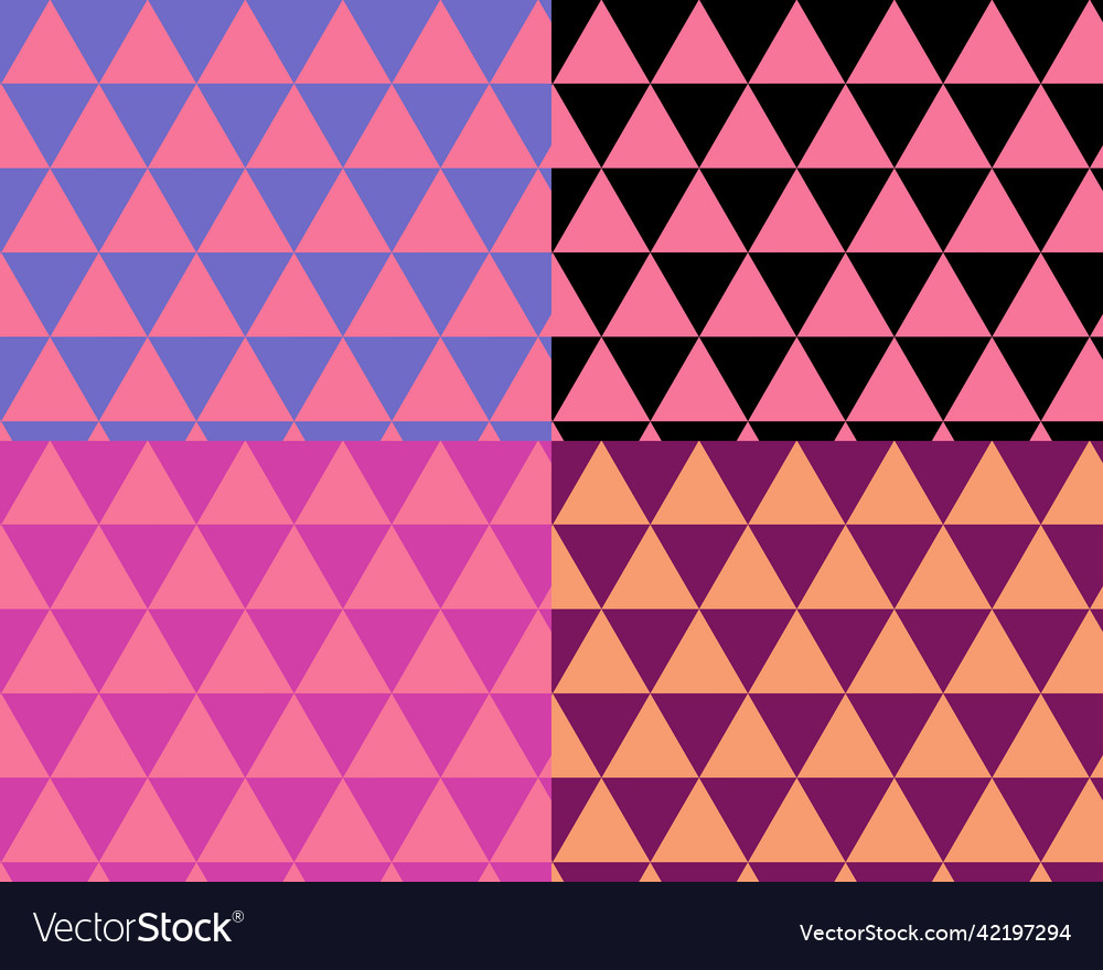 Abstract triangle pattern four designs colorful