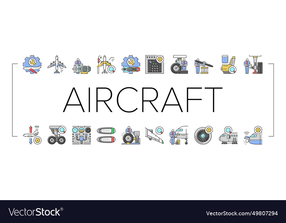 Aircraft mechanic icons set