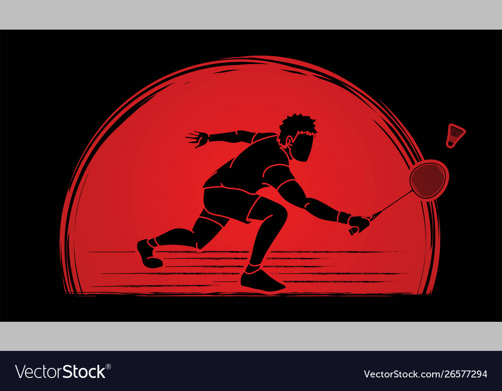 Badminton player action cartoon graphic vector image Badminton player action cartoon graphic