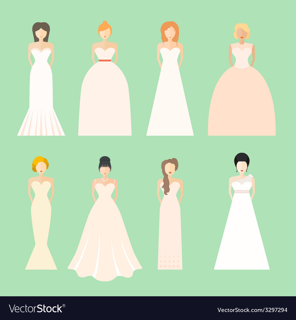 Brids In Wedding Dresses Royalty Free Vector Image