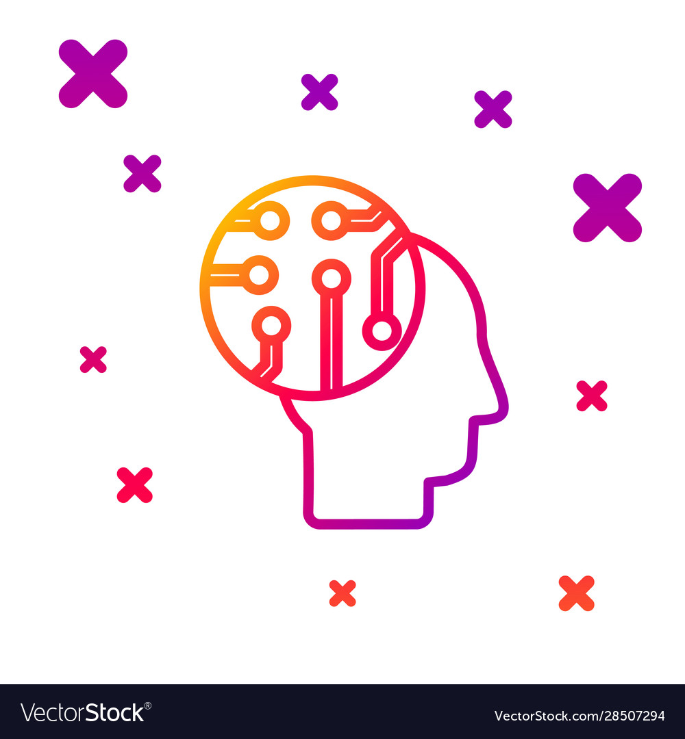 Color line human brain as digital circuit board