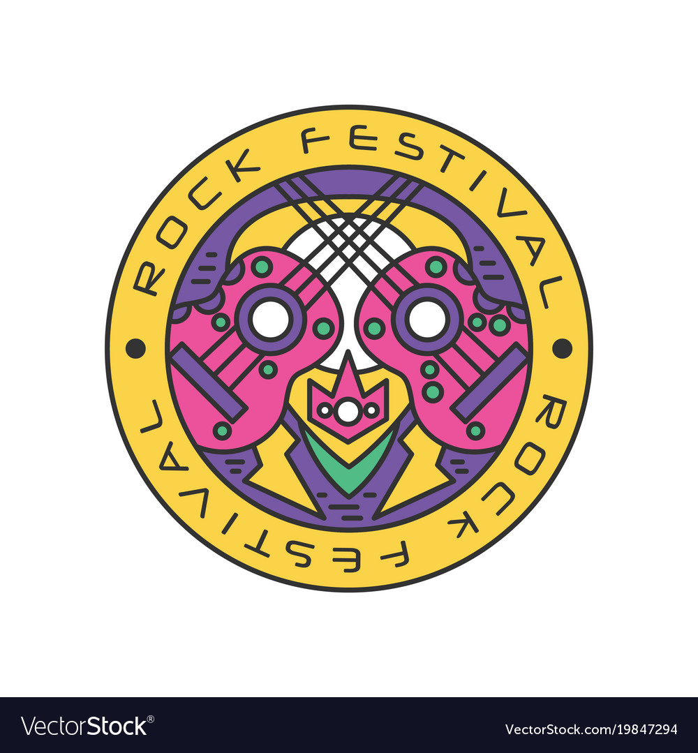 Colorful logo with acoustic guitars music concert