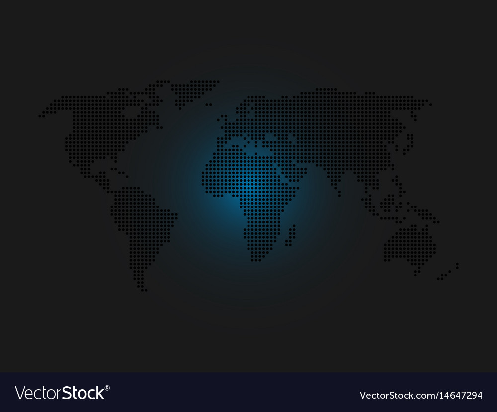 Dotted world map blue led light futuristic design