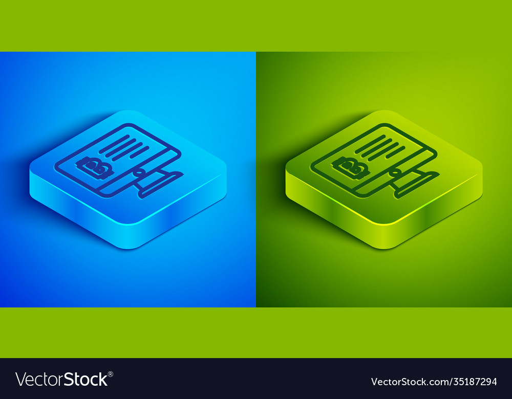 Isometric line mining bitcoin from monitor icon vector image Isometric line mining bitcoin from monitor icon