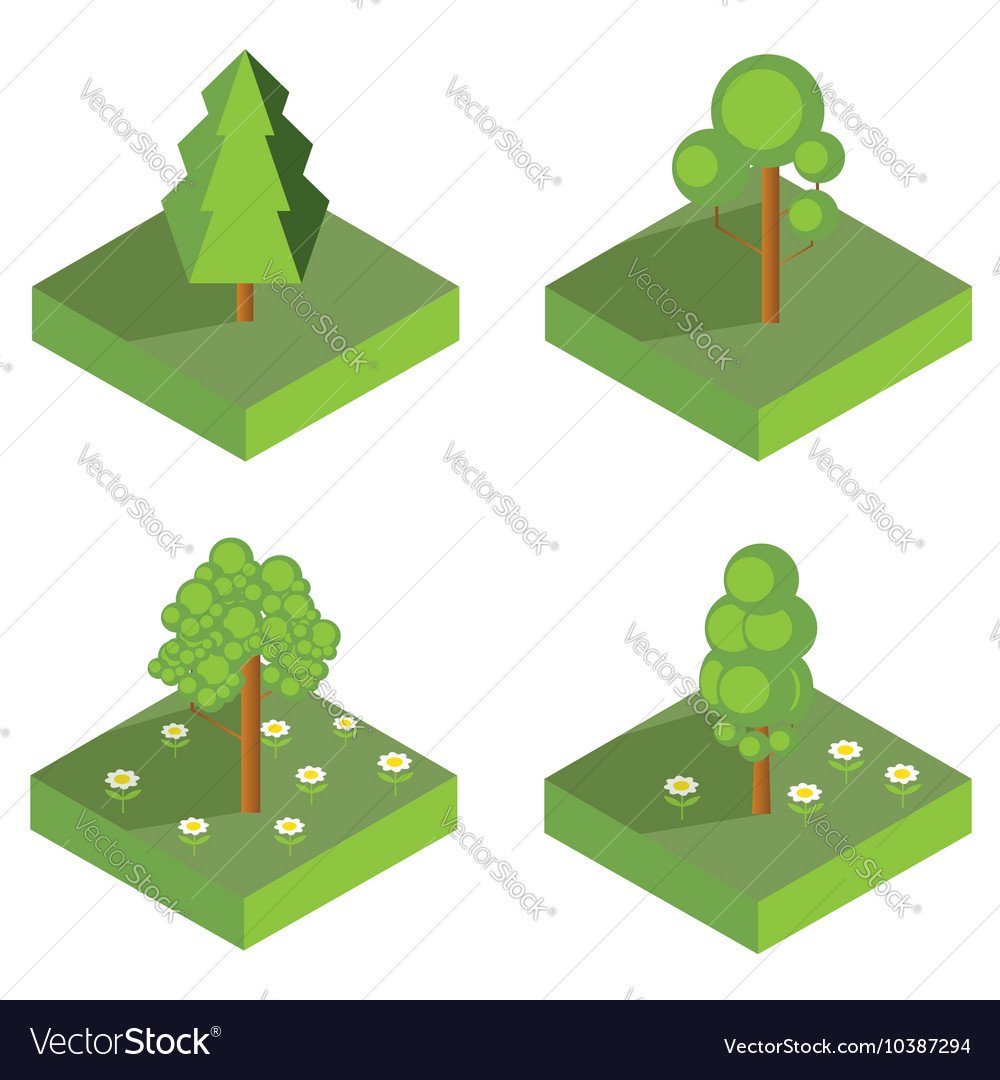 Isometric tree icons Royalty Free Vector Image