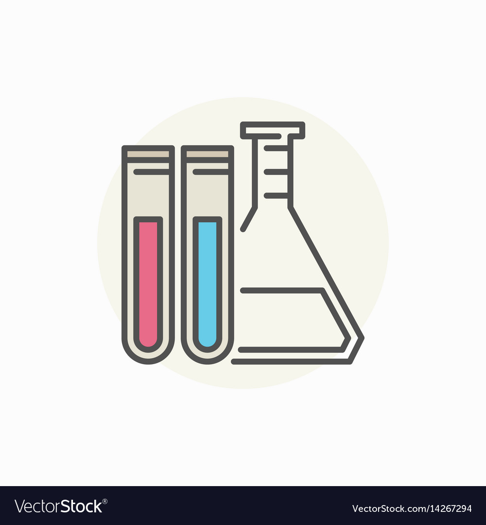 Laboratory flask with test tubes icon