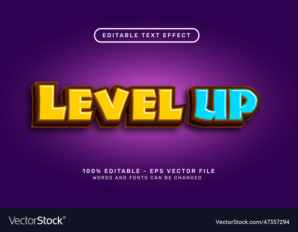 Level up 3d text effect and editable vector image Level up 3d text effect and editable