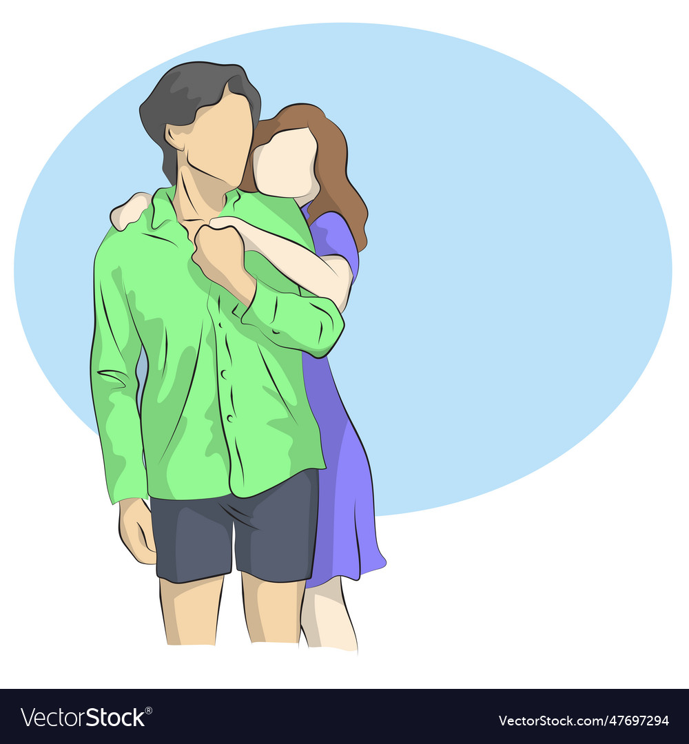 line art set of romantic couple hugging illustration vector hand