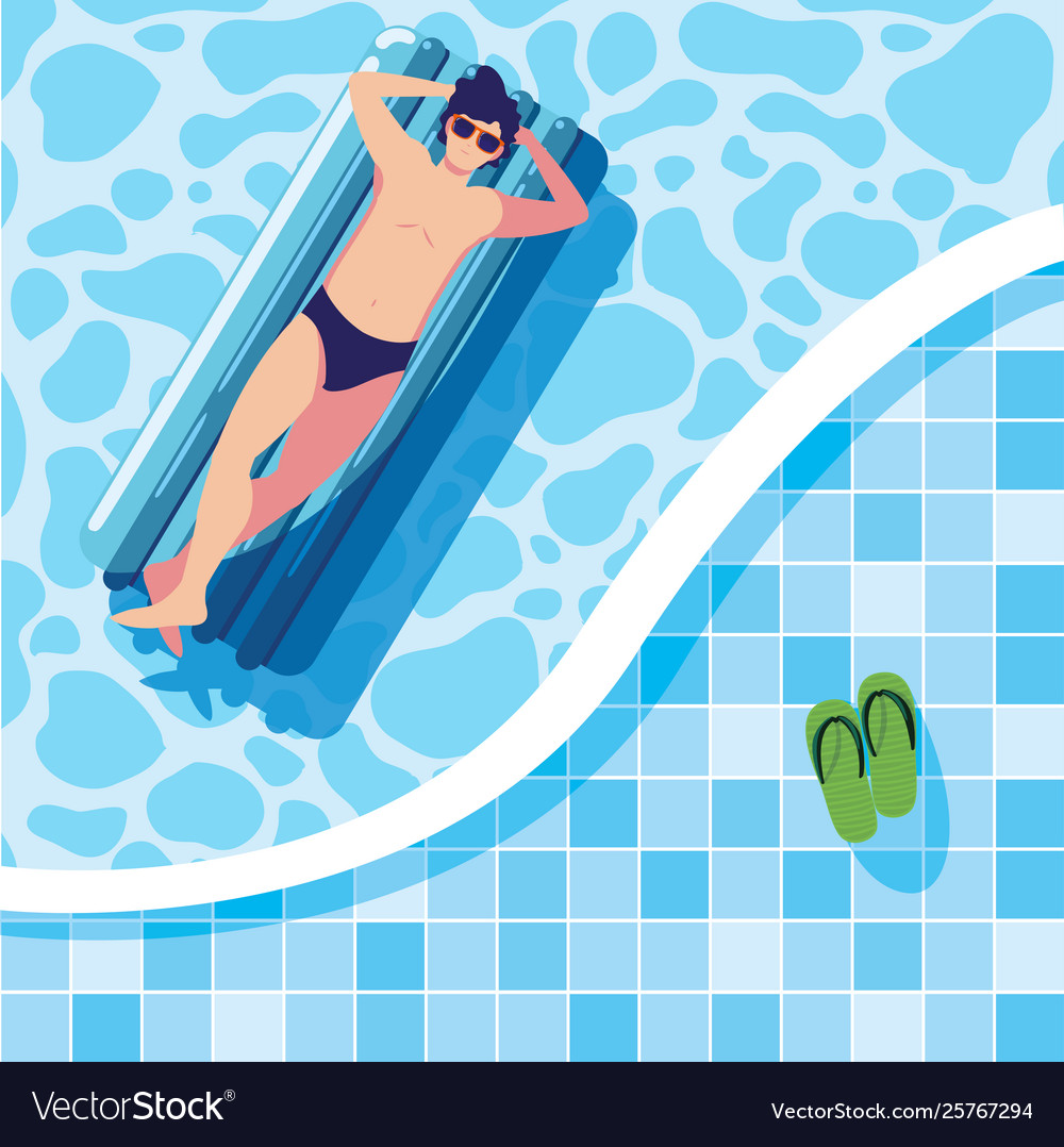 Man Relaxing by the Pool