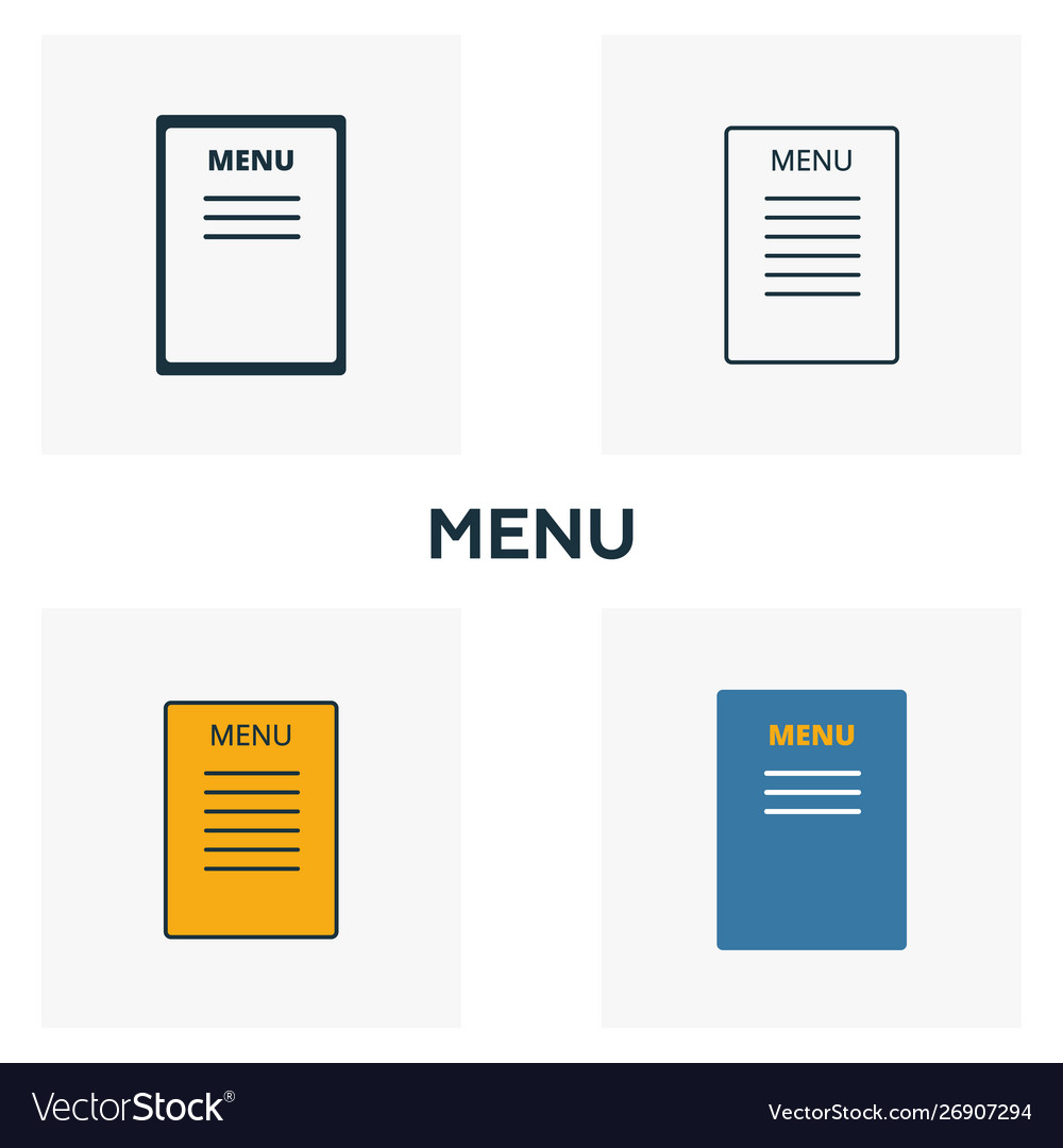 Menu icon set four elements in different styles