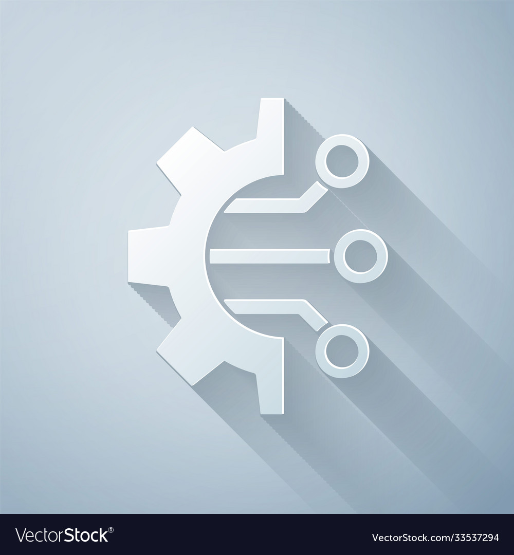 Paper cut algorithm icon isolated on grey vector image Paper cut algorithm icon isolated on grey
