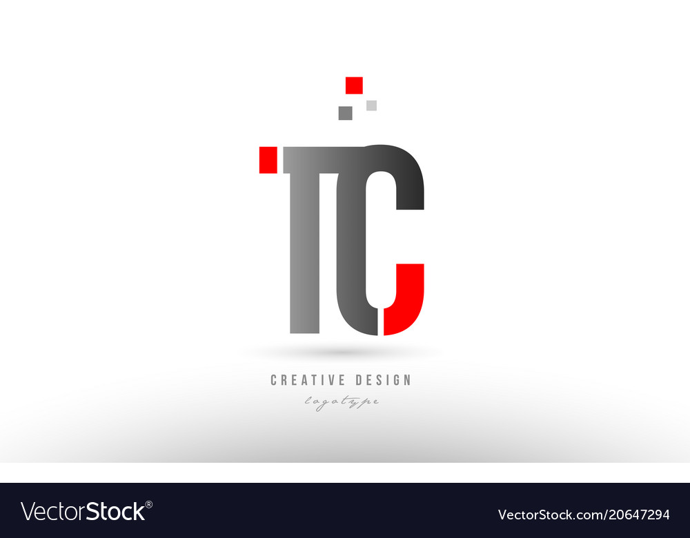 Red Grey Alphabet Letter Tc T C Logo Combination Vector Image