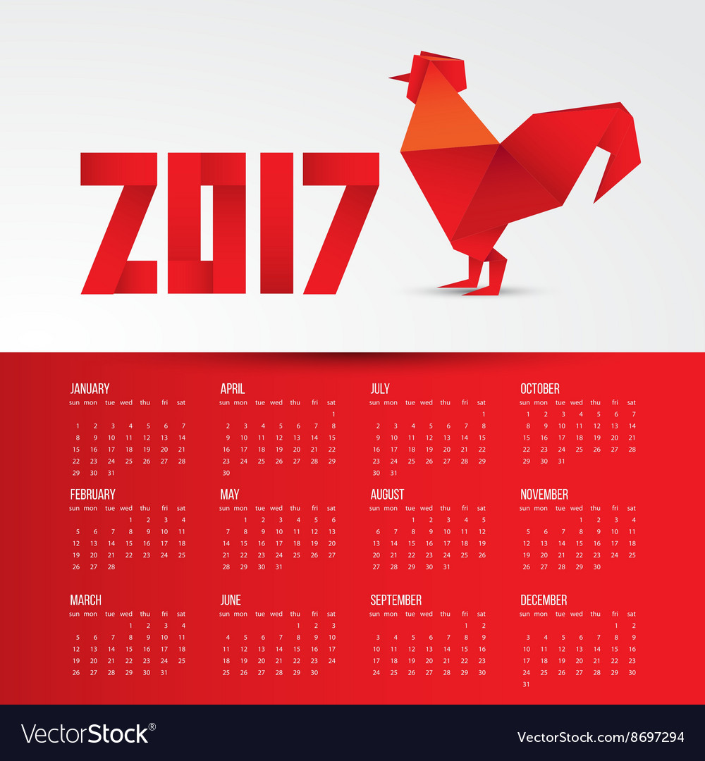 Red rooster chinese symbol of the year made from