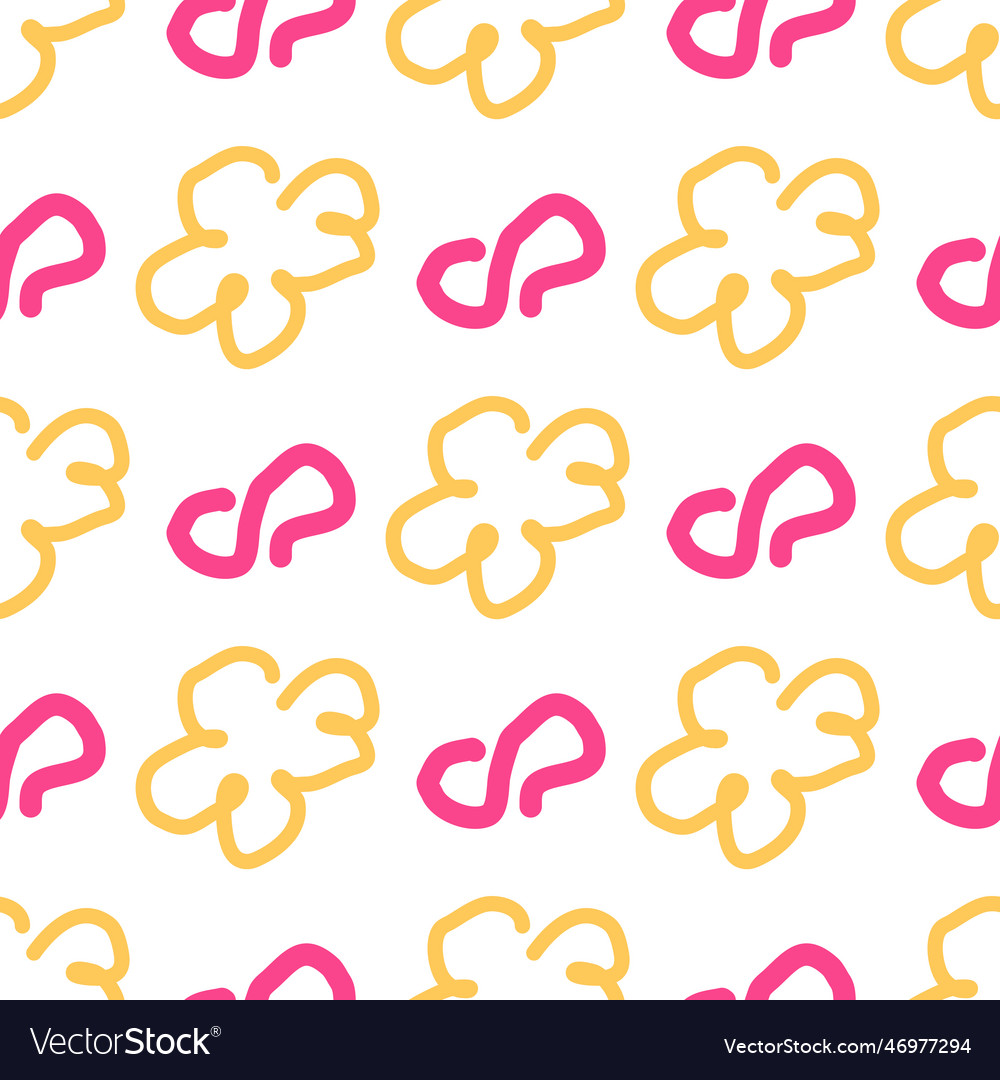 Seamless color pattern of linear doodle squiggles