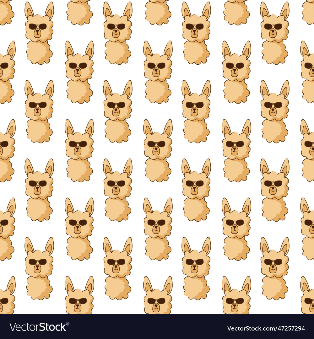 Seamless pattern in y2k style with a cute lama