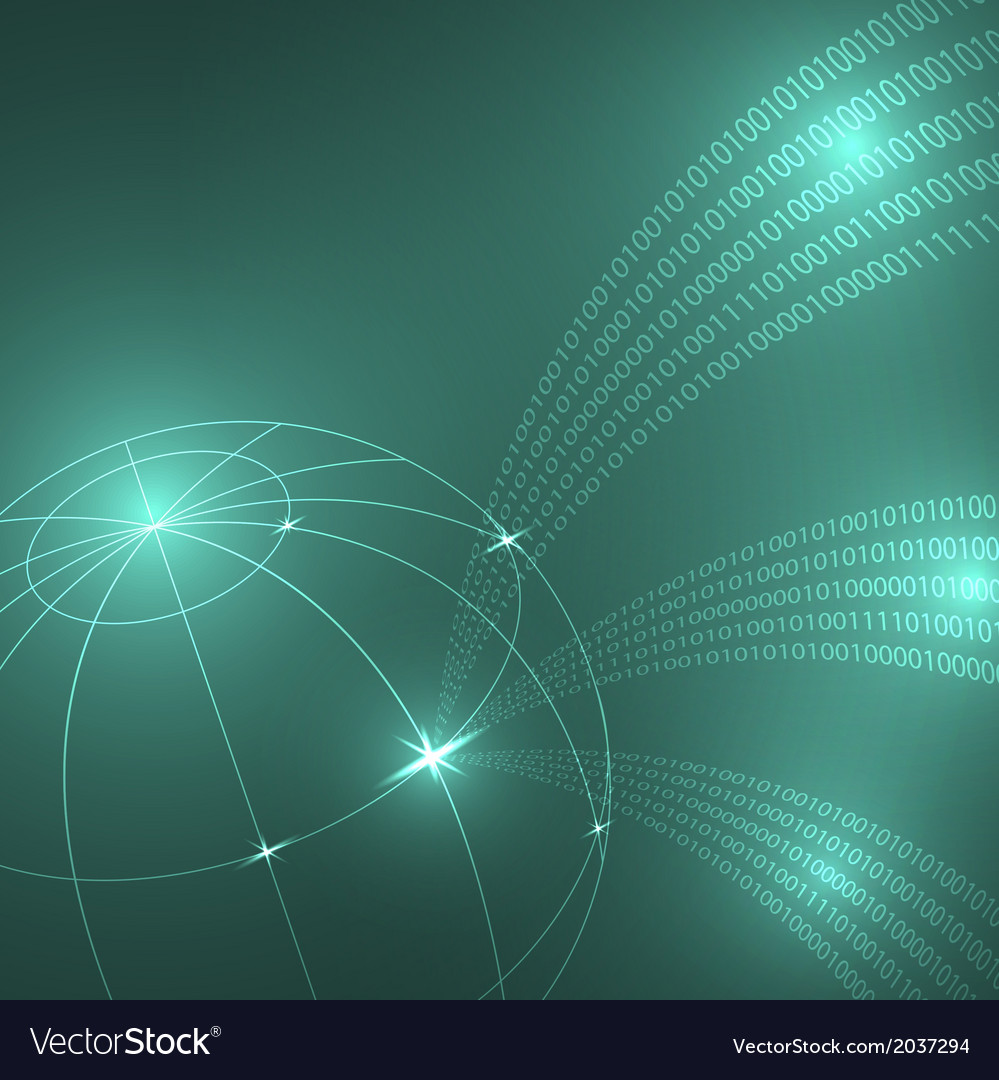 Stream of binary code to the globe