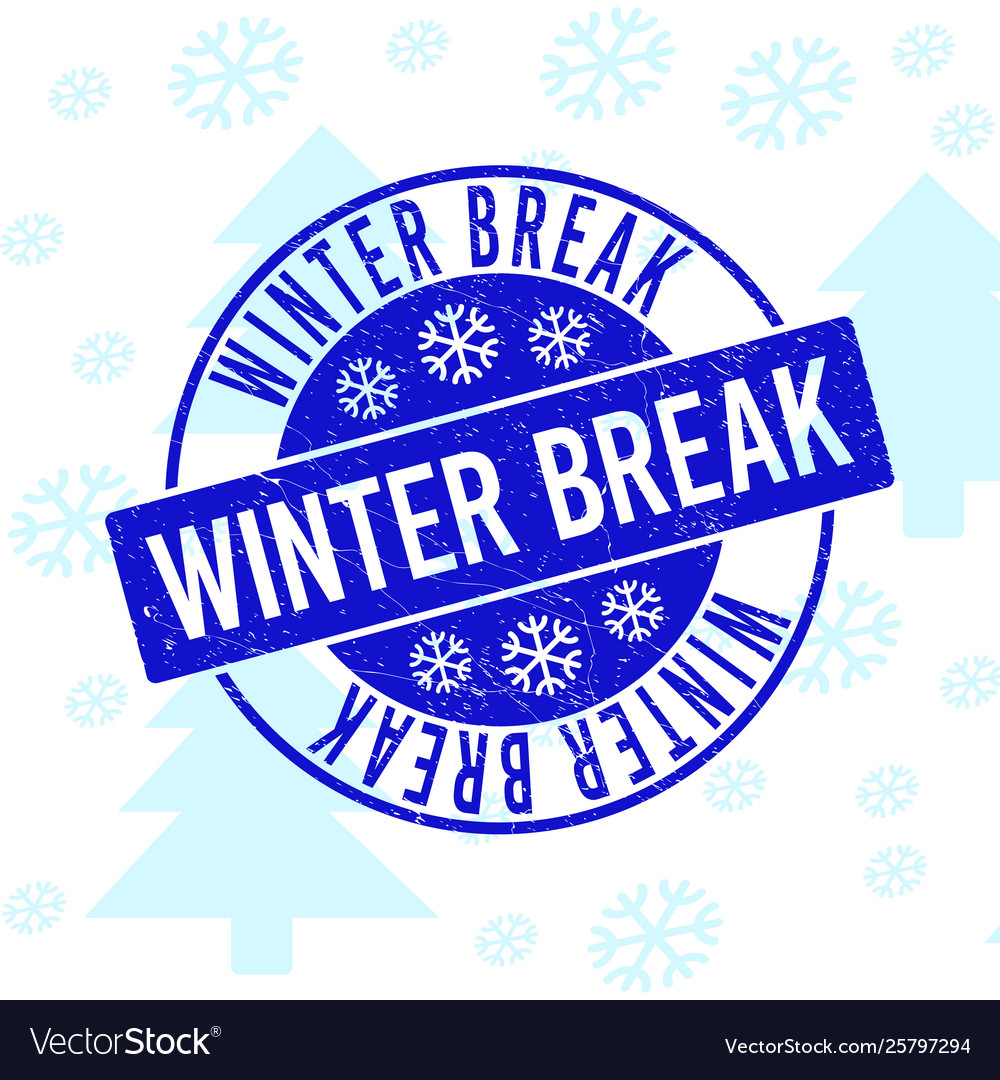 Winter break grunge round stamp seal for xmas