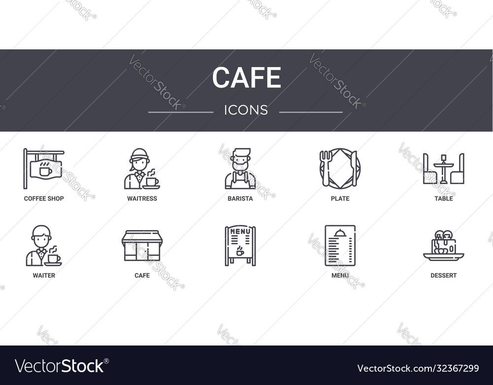 Cafe concept line icons set contains usable vector image Cafe concept line icons set contains usable