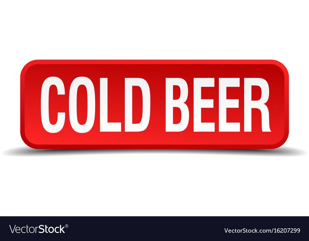 Cold beer red three-dimensional square button