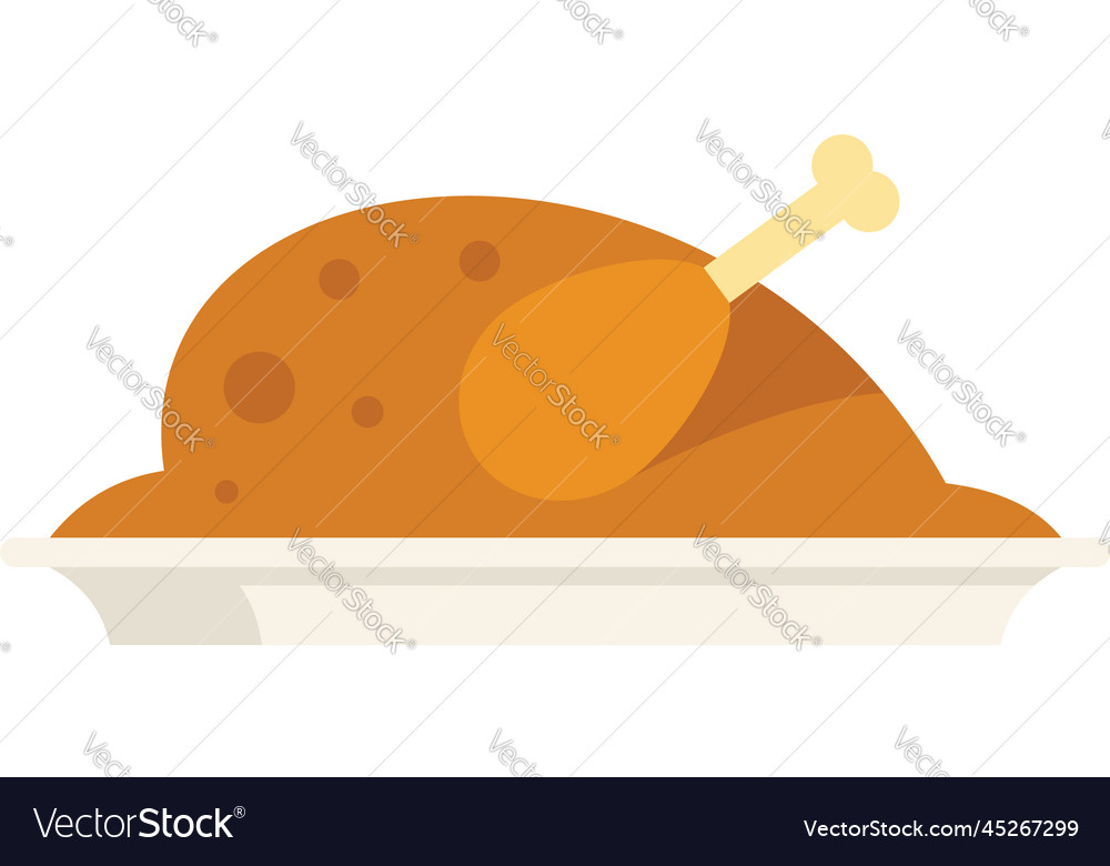 Cooked chicken icon flat roast food Royalty Free Vector