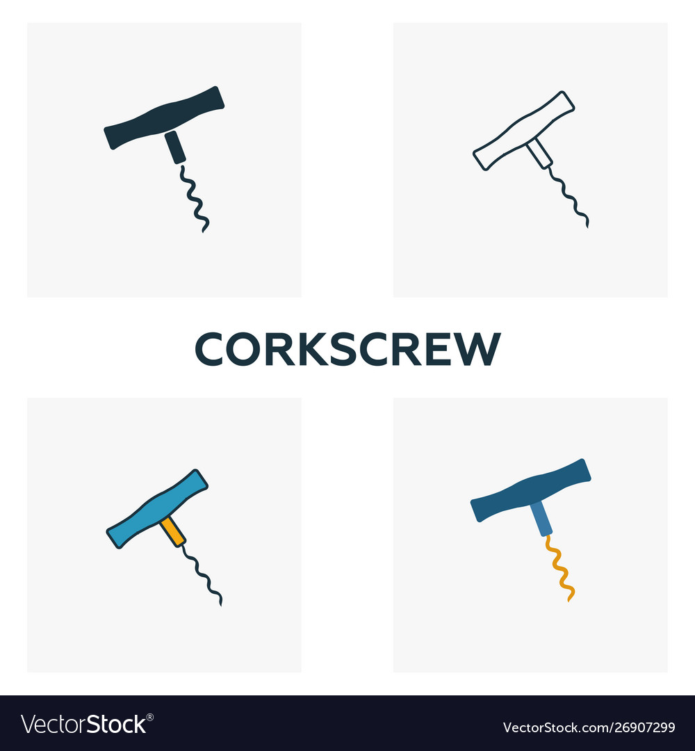 Corkscrew icon set four elements in different