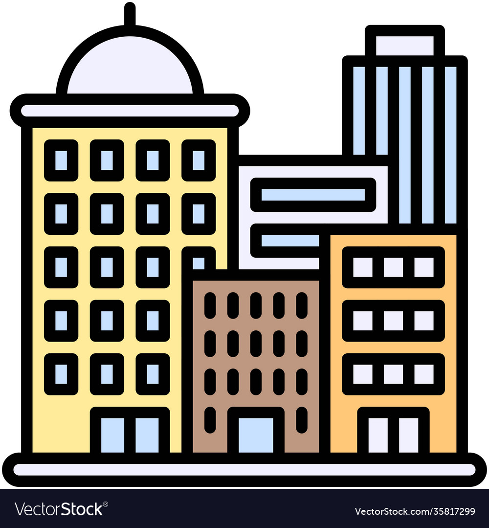 Downtown building icon winter city related Vector Image