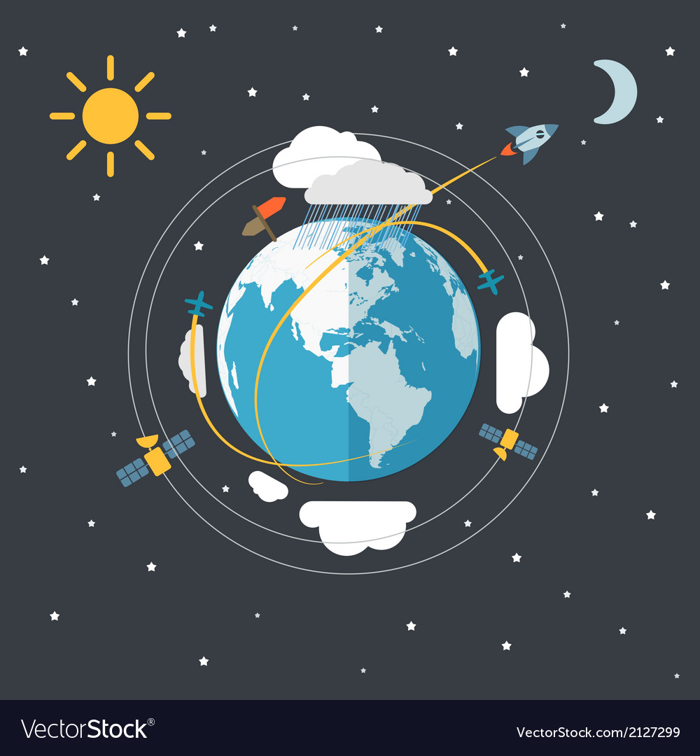 Flat design of the Earth in space Royalty Free Vector Image