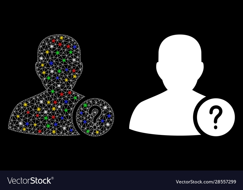 Glowing mesh wire frame user status icon Vector Image Glowing mesh wire frame user status icon