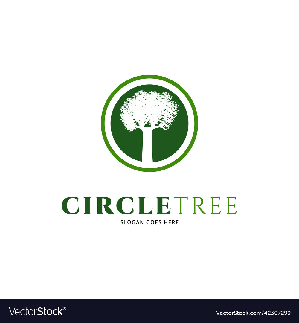 Green circle tree logo design template Vector Image Green circle tree logo design template