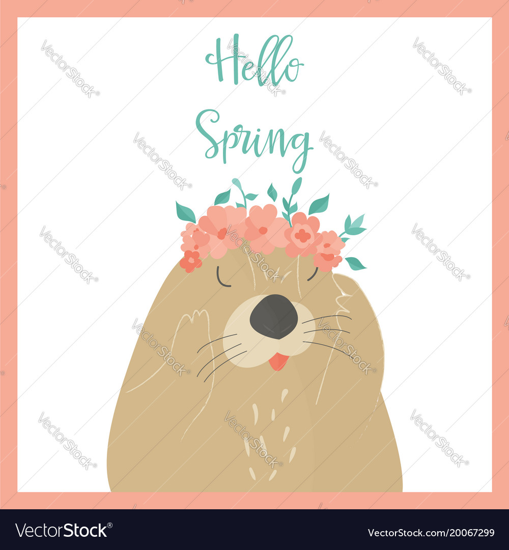 Hello spring card with otter