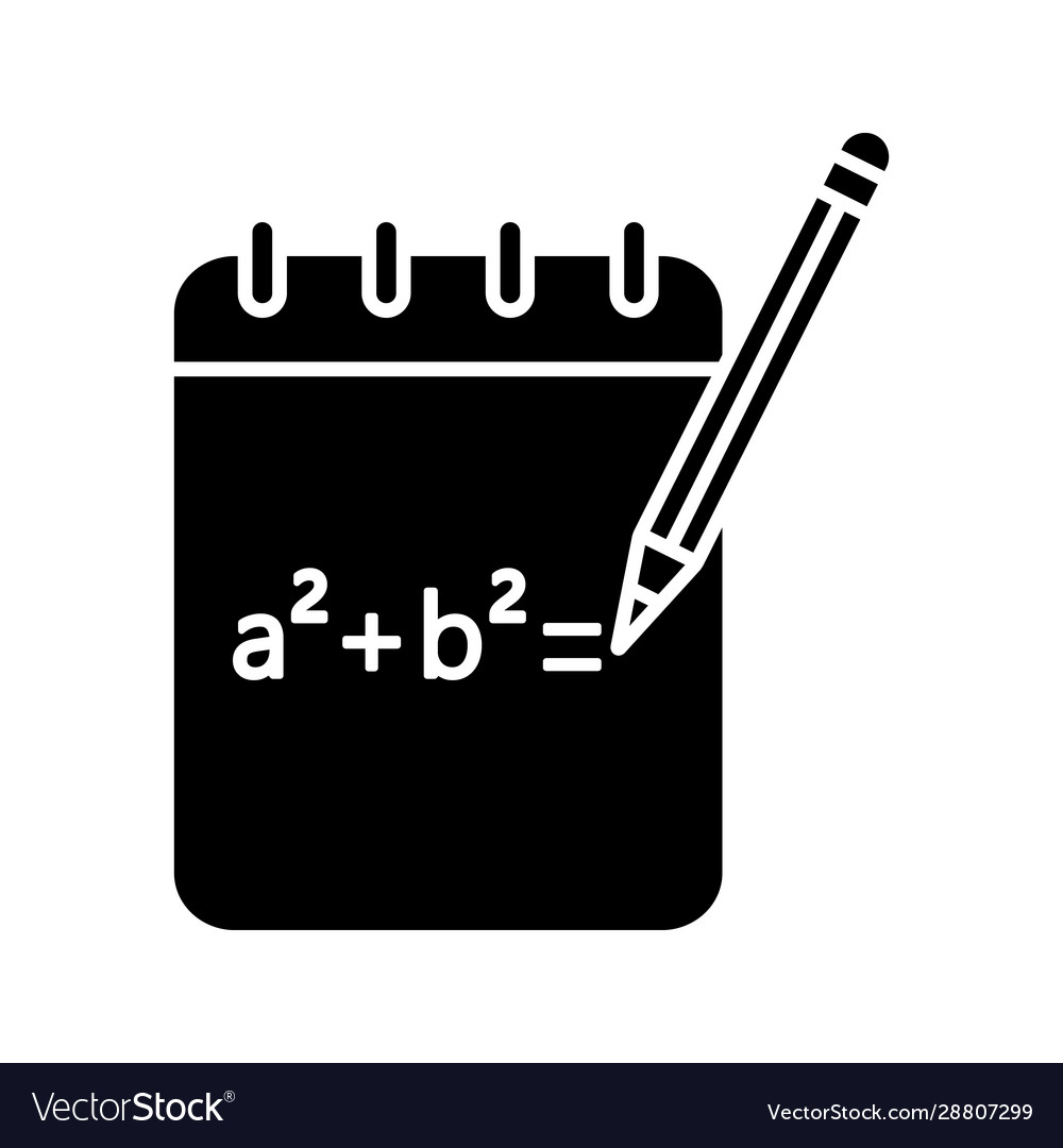 Notebook with math formula glyph icon vector image Notebook with math formula glyph icon