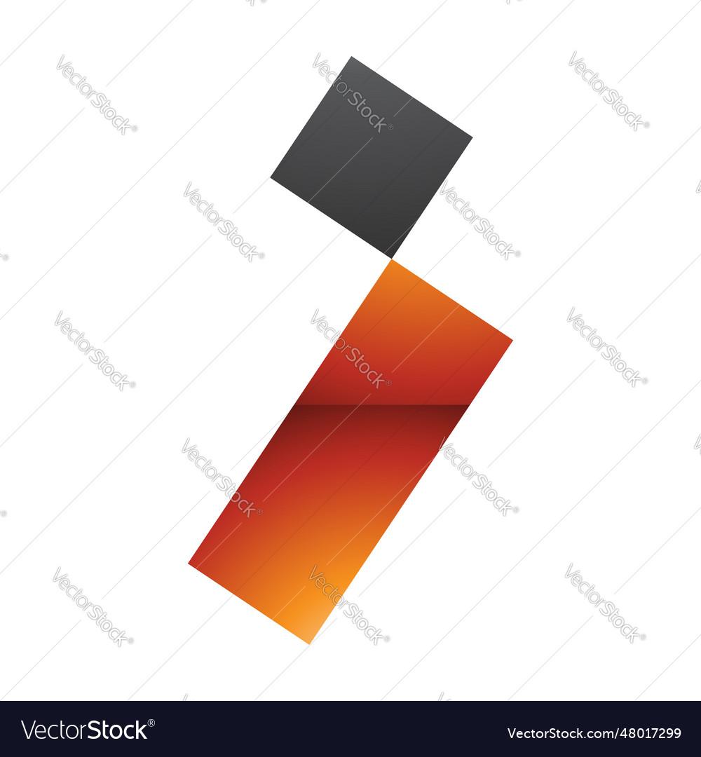 Orange and black glossy letter i icon Royalty Free Vector