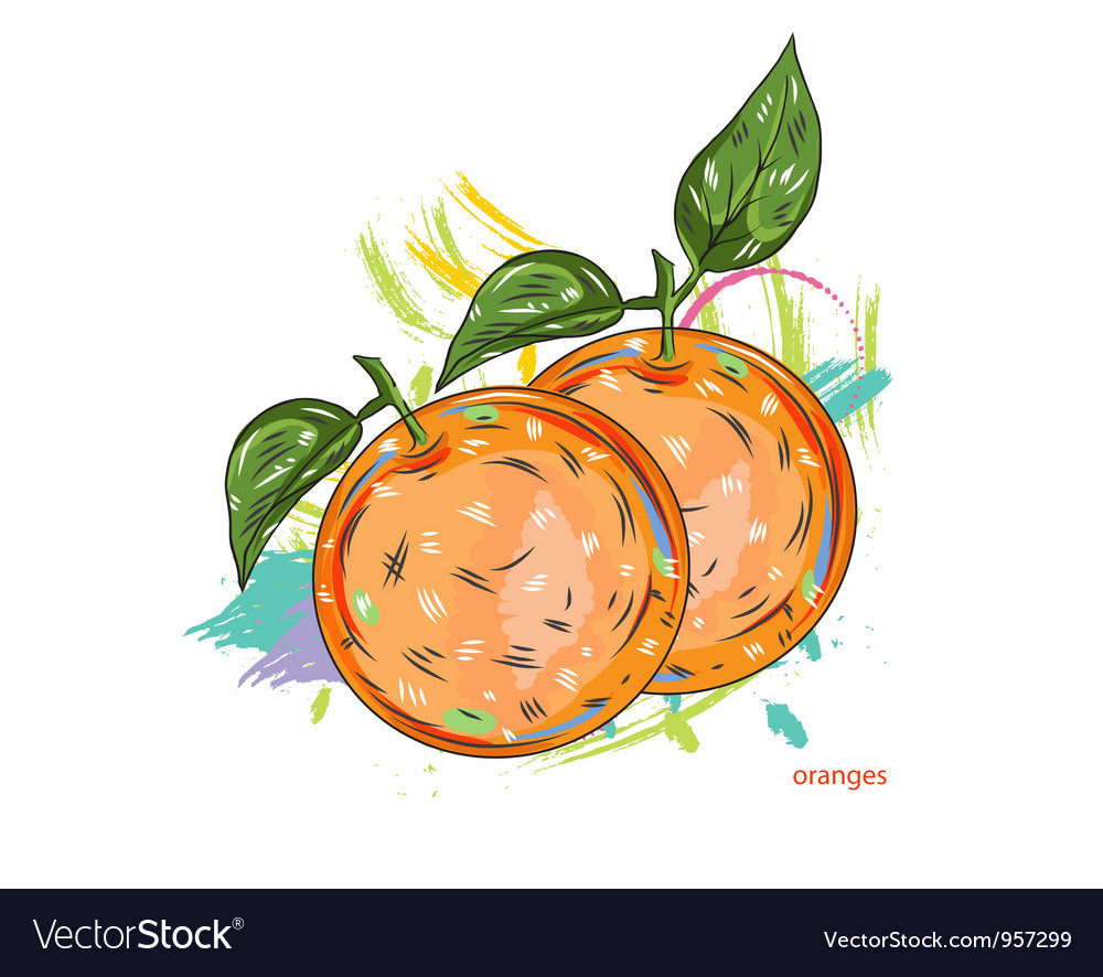 Oranges with colorful splashes
