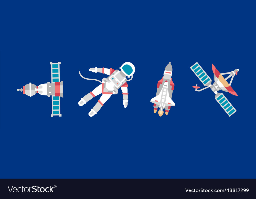 Outer space icon and objects on blue background vector image Outer space icon and objects on blue background