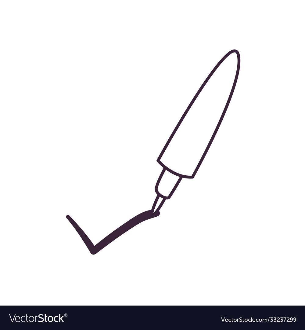 Pen with check mark line style icon design