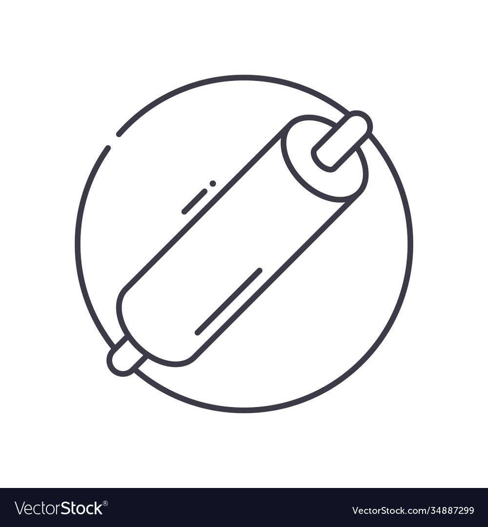 Rolling pin icon linear isolated vector image Rolling pin icon linear isolated
