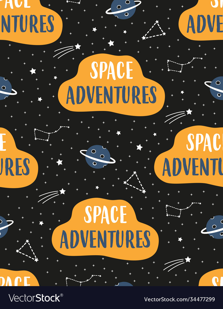 Seamless childish pattern with space elements vector image Seamless childish pattern with space elements